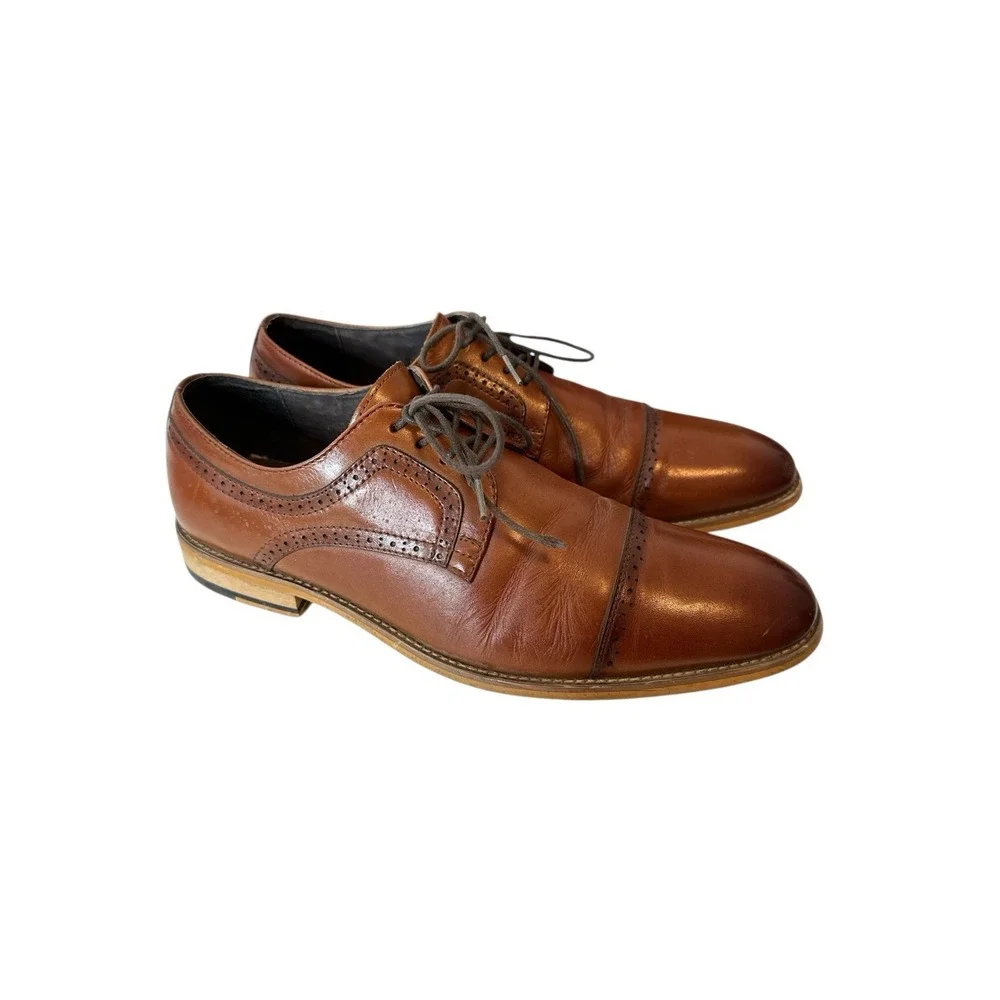 Stacy Adams Shoes Mens 10 M Dickinson Dress Cap‎ Oxford Brown Leather Formal